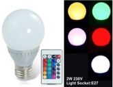 2W 230V E27 Lâmpada LED bola com controle remoto